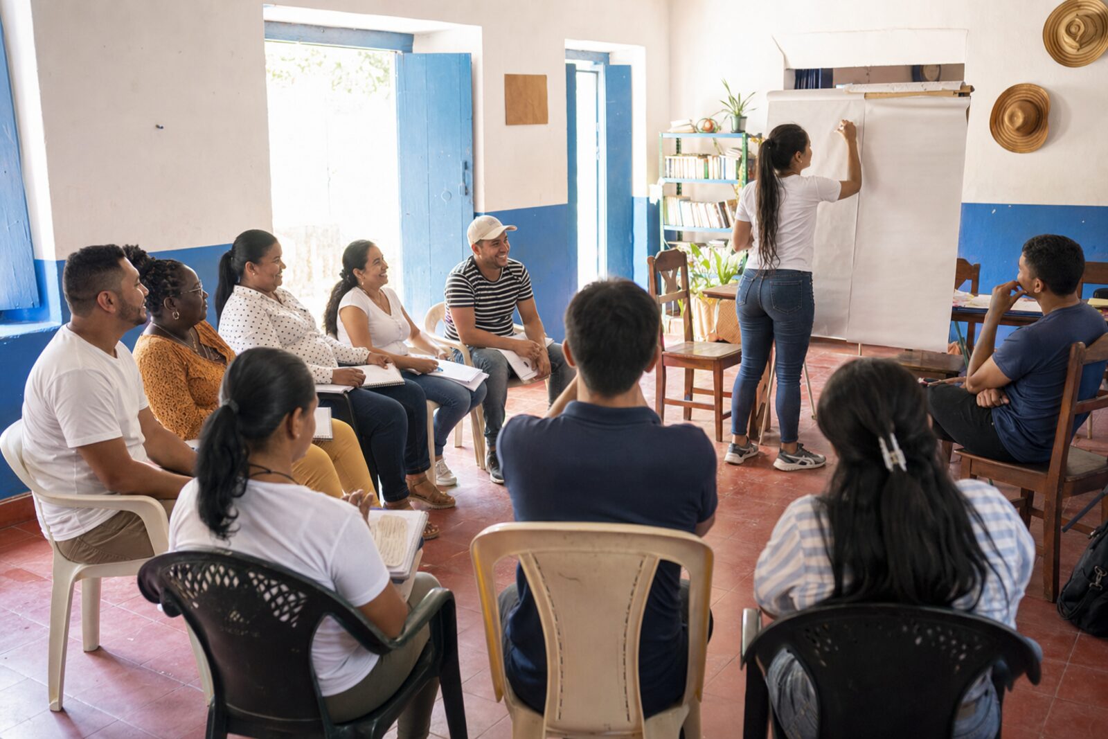 Taller de formación integral en un salón comunitario