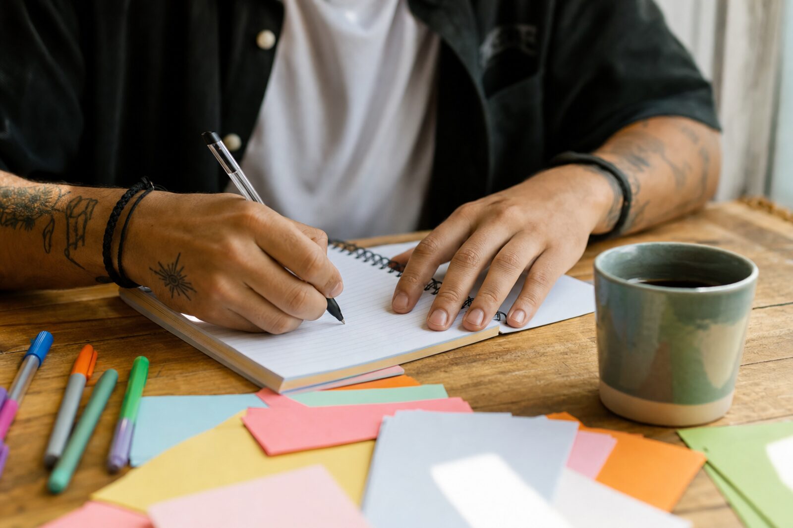 Participante escribiendo su proyecto de vida en un taller